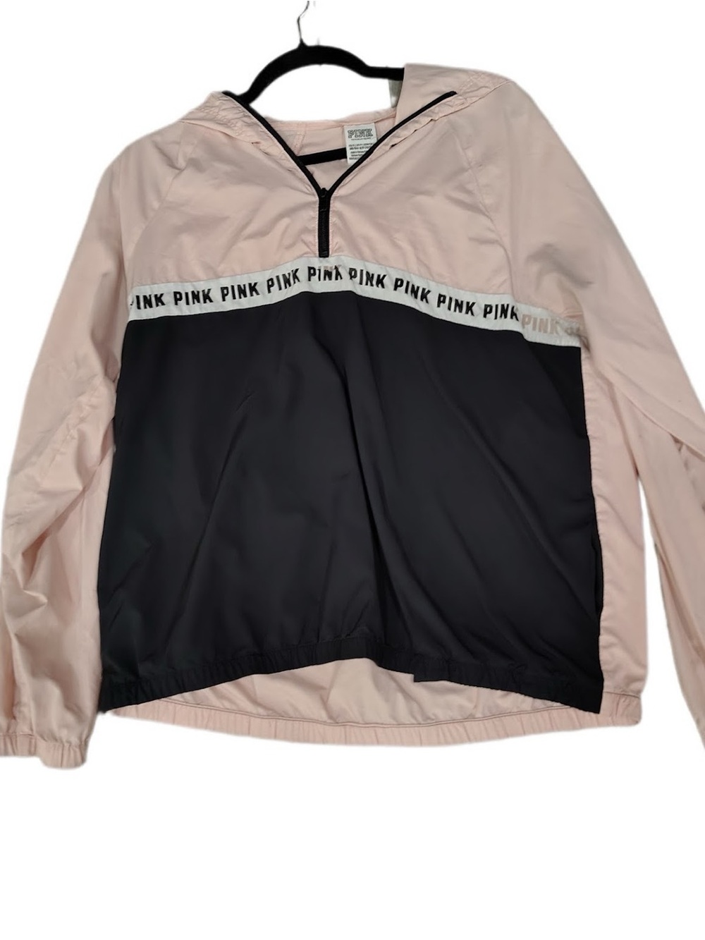 PINK Victoria's Secret Light Pink and Black Windbreaker Pullover